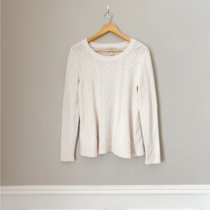 Loft cable knit sweater medium cream